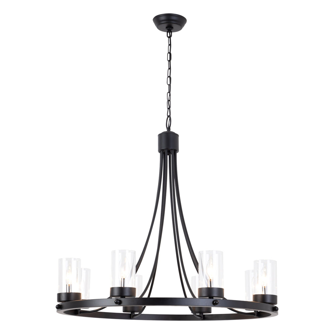 8 - Light Dimmable Wagon Wheel Chandelier #19221