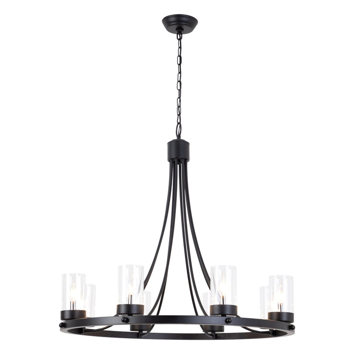 8 - Light Dimmable Wagon Wheel Chandelier #19221