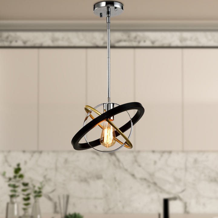 Maxax 1 - Light Unique / Statement / Lantern Cylinder Globe With Wrought Iron #MX21032