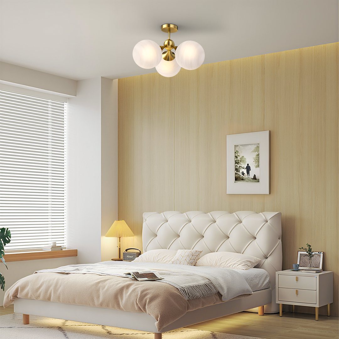 Nimbus 21"-3 Lights Modern Cloud Glass Globe Semi Flush Mount Lighting Fixture For Living Room, Bedroom#29028