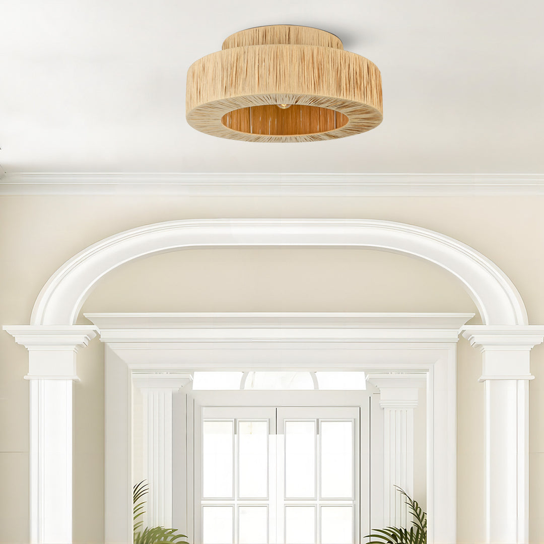 Maxax 1-Lights Round Raffia Paper Curtain Recessed Ceiling Lights #MX5003