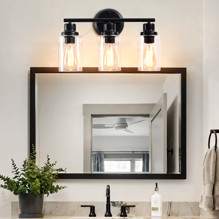 Maxax Vanity Light Fixture, 3 Lights Bathroom Wall Sconces #MX07-3BK-W