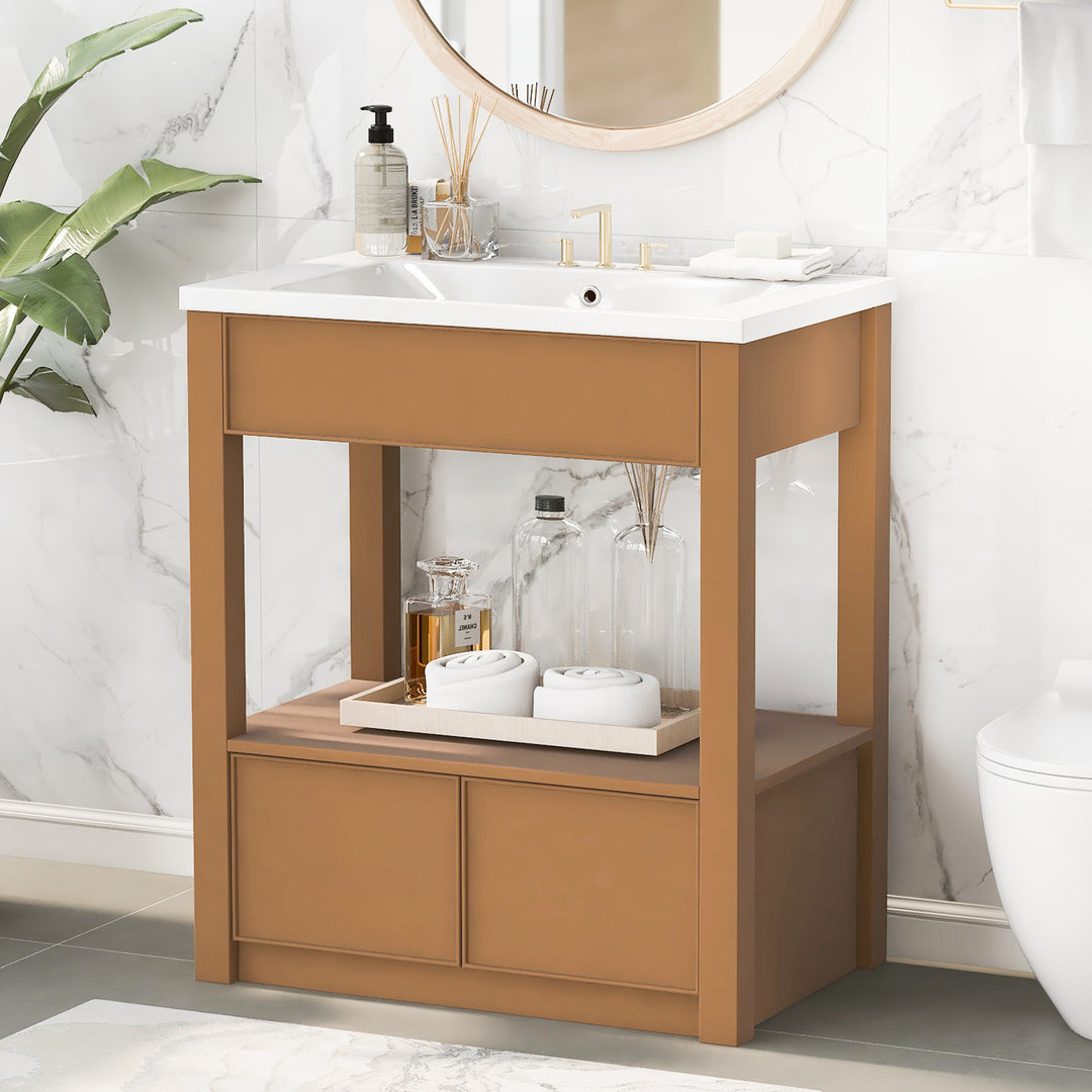 30'' Single Bathroom Vanity Cabinet With Ceramic Top #BV-005