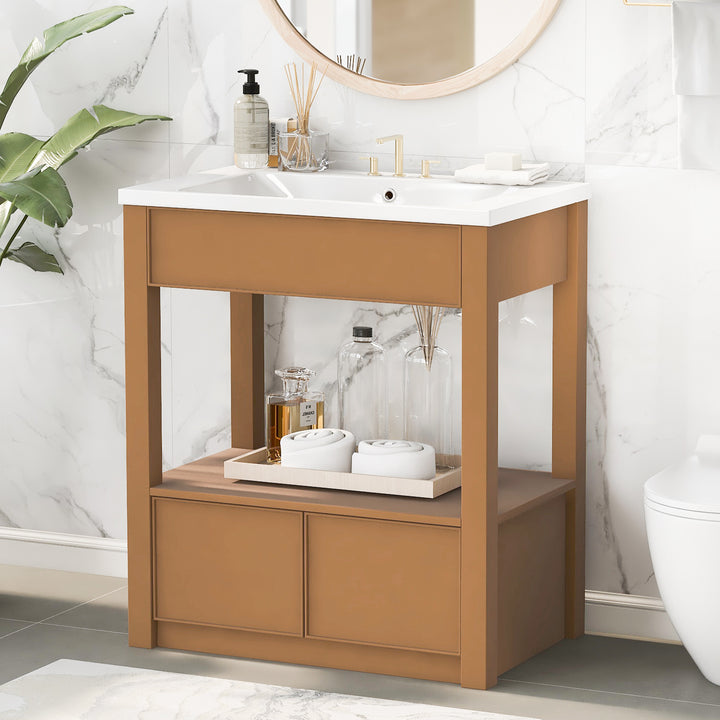 30'' Single Bathroom Vanity Cabinet With Ceramic Top #BV-005-30BN