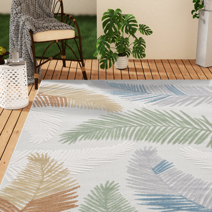 Elegant Palm Fronds Indoor/Outdoor Rug – Durable and Stylish Design #TO5001