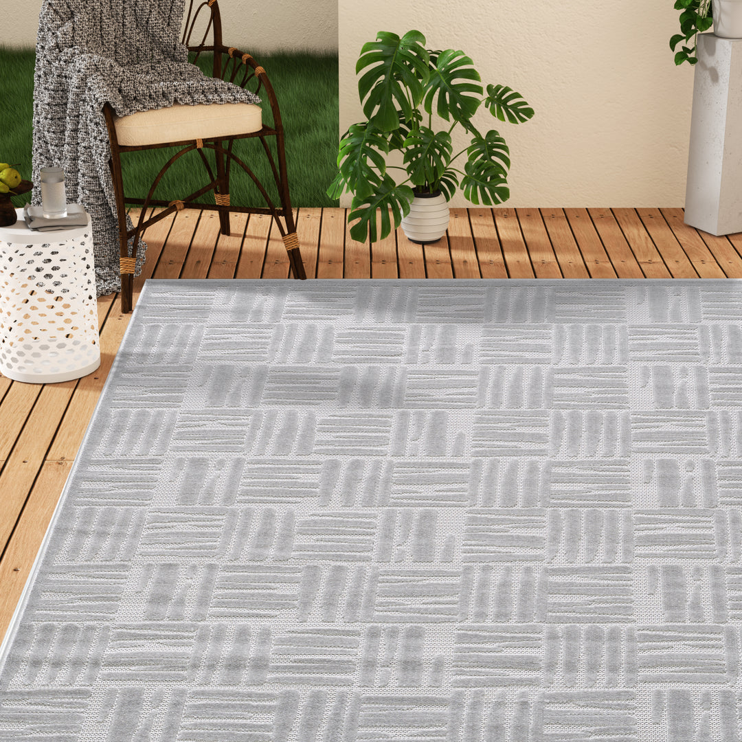 Green Textured Grid Pattern Indoor/Outdoor Carpet #TO3001