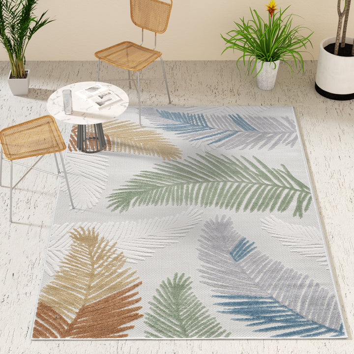 Elegant Palm Fronds Indoor/Outdoor Rug – Durable and Stylish Design #TO5001