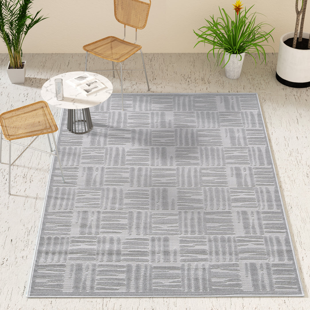 Green Textured Grid Pattern Indoor/Outdoor Carpet #TO3001