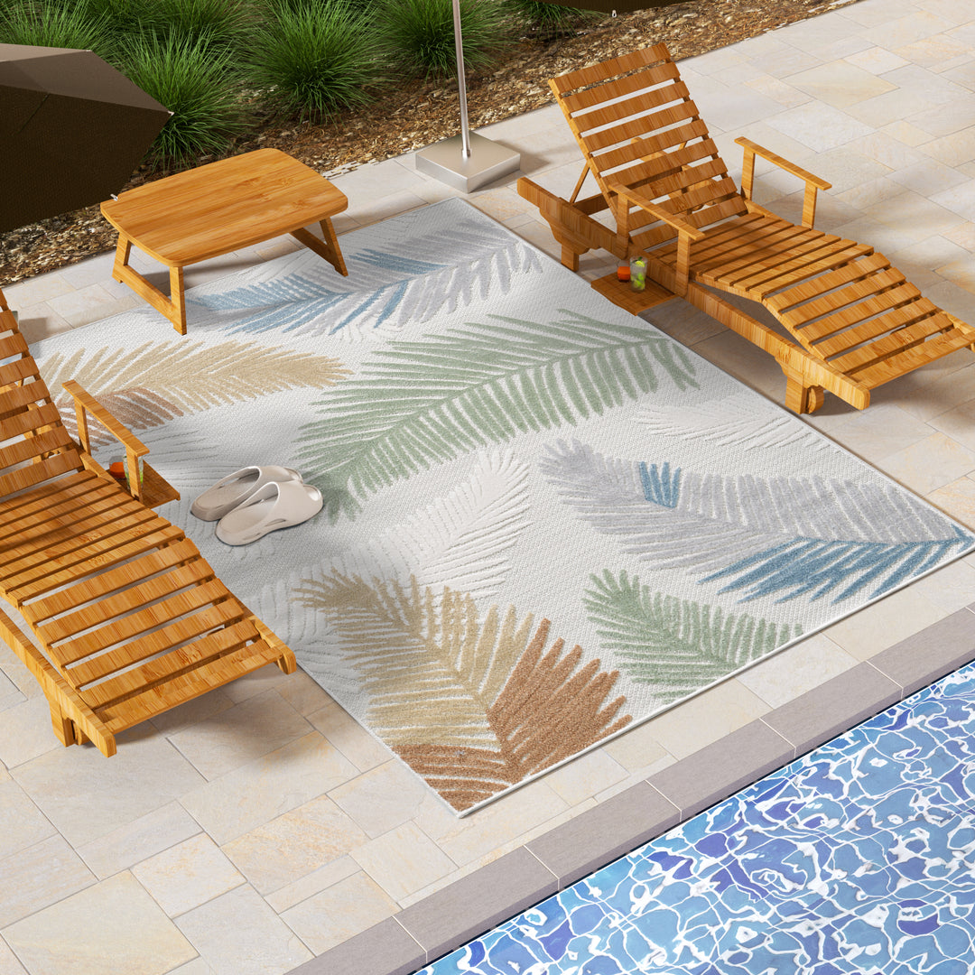 Elegant Palm Fronds Indoor/Outdoor Rug – Durable and Stylish Design #TO5001