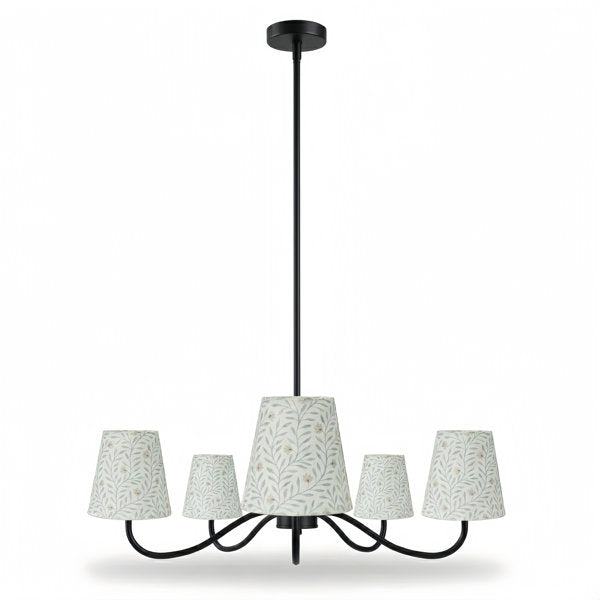 Twilight 5-light Brush Gold & White Burlap Modern Farmhouse Chandelier With Kd Shades For Dining Room #39001