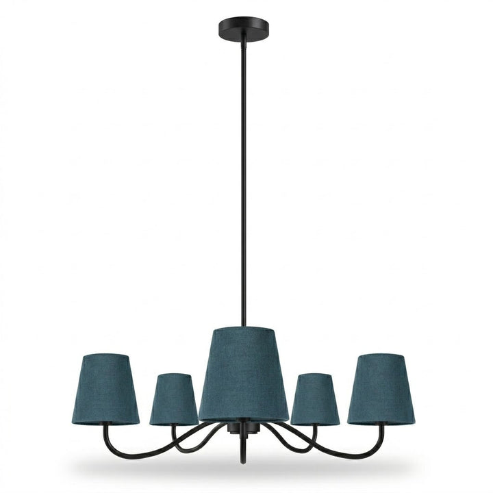 Twilight 5-light Brush Gold & White Burlap Modern Farmhouse Chandelier With Kd Shades For Dining Room #39001