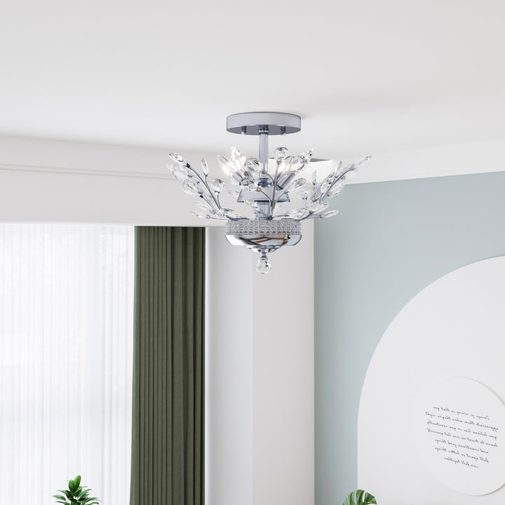 Zaza Designs 4 - Light 16in Crysal Semi Flush Mount #19159