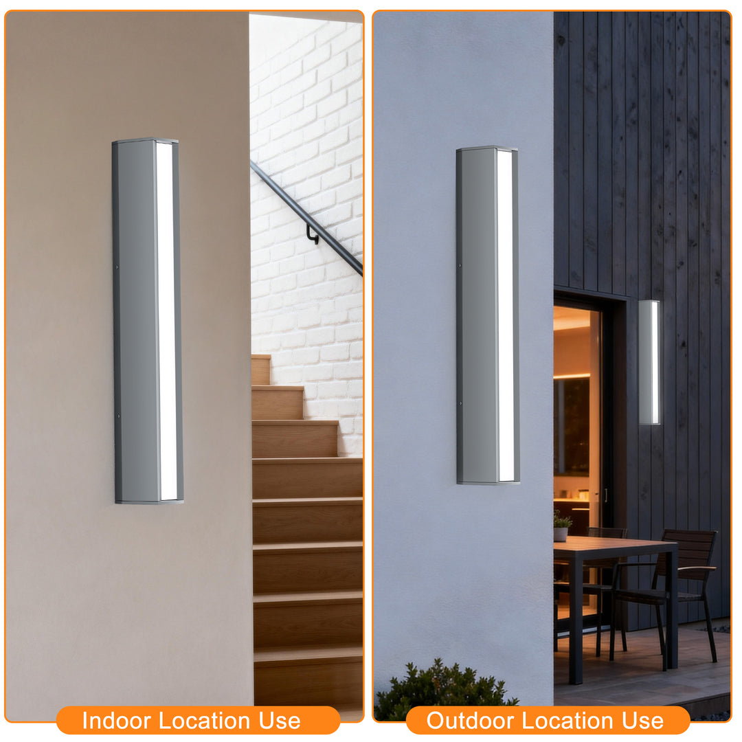 Natura 23'' H Dimmable Led Black Aluminum 3cct(3000k/4000k/5000k) Adjustable Oudoor Wall Light #OW7109