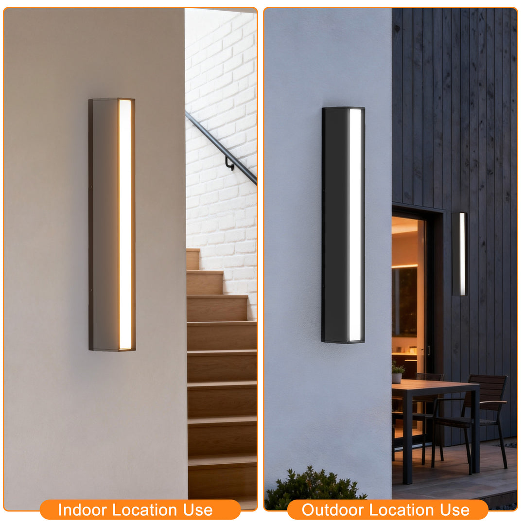 Natura 23'' H Dimmable Led Black Aluminum 3cct(3000k/4000k/5000k) Adjustable Oudoor Wall Light #OW7109