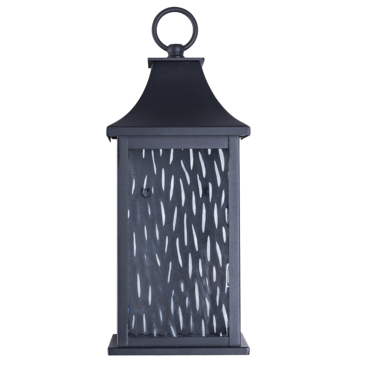 Natura 15''H Dimmable LED Black Iron Outdoor Wall Light with Dusk to Dawn and Water Glass #OW7111