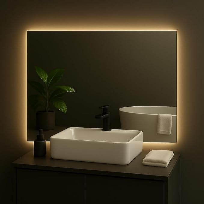 LED Bathroom Mirror 36"x24", 3-Colors Backlit, Stepless Dimmable, Anti-Fog, Memory, Wall Mounted Vanity Mirror with Lights, Eco Copper-Free, Perfect for Bathroom & Bedroom #BL02