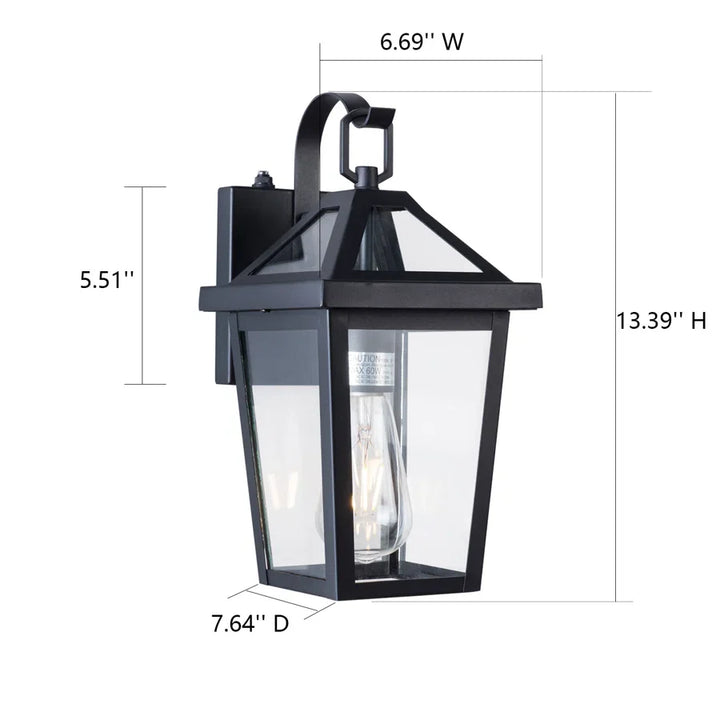 1 - Light Glass Outdoor Wall Lantern with Dusk to Dawn #7034