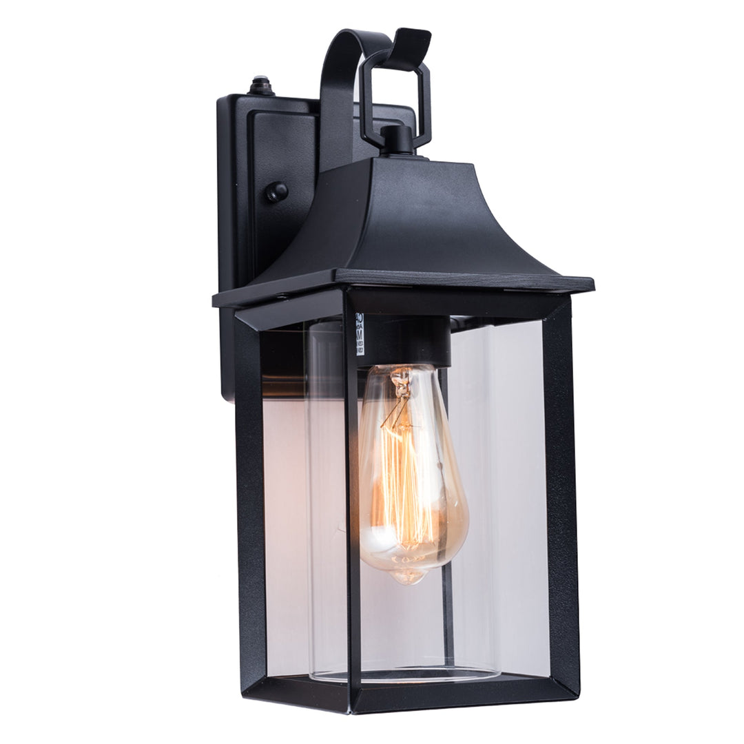 1 - Light Black Outdoor Wall Lantern with Clear Glass #7038