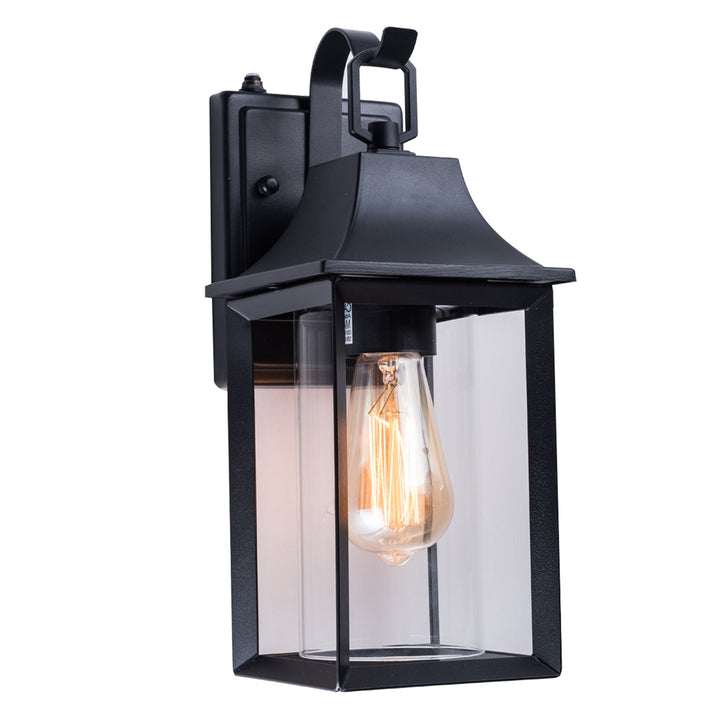 1 - Light Black Outdoor Wall Lantern with Clear Glass #7038