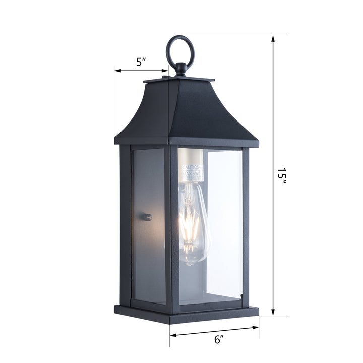 1 - Light Glass Outdoor Wall Lantern with Dusk to Dawn #7008