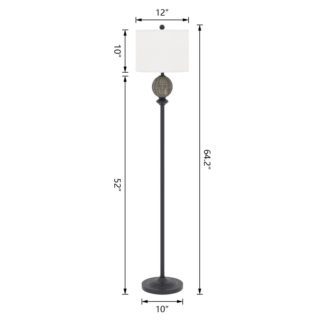 64'' Metal and Rattan Traditional Dimmable Floor Lamp #F183