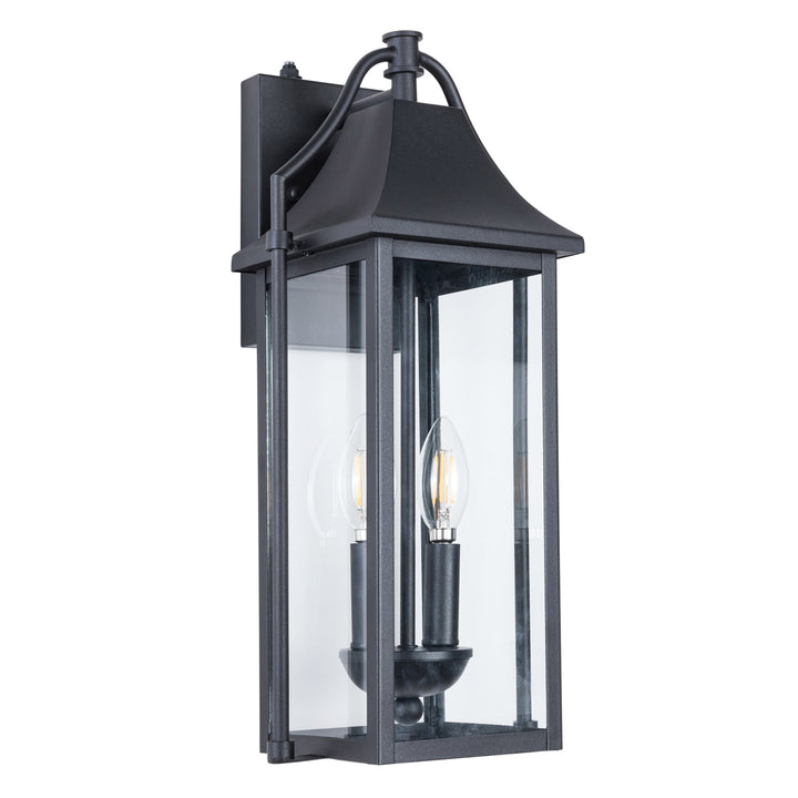 Lawyettle 18" Outdoor Wall Lantern with Dusk to Dawn Sensor, 2-Light Waterproof Brown Wall Sconce with Glass for Porch, Garage, Front Door, Patio #7040