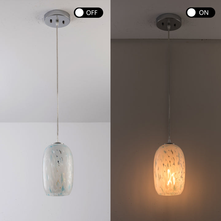 1 - Light 5" W Modern Nickel Jar Pendant With Hand-blown Art Glass For Dining Room Or Kitchen Island #28032