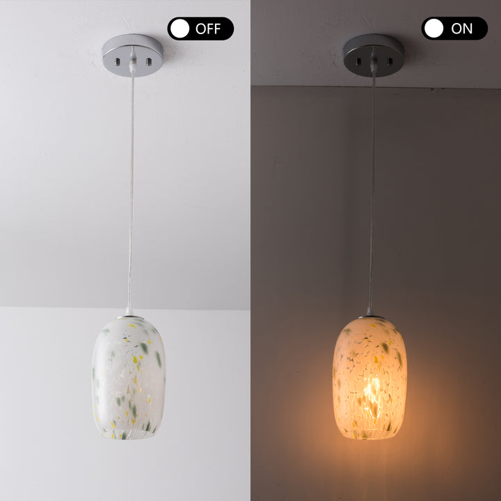 1 - Light 5" W Modern Nickel Jar Pendant With Hand-blown Art Glass For Dining Room Or Kitchen Island #28032