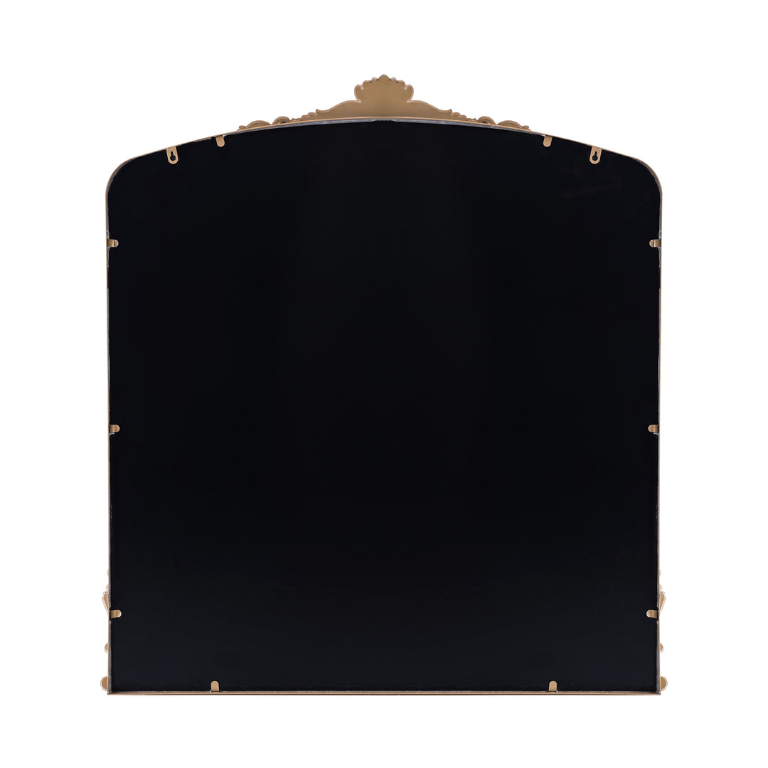 Opulence 37 in. W x 40 in. H Baroque Carved Vintage Gold Arched Framed Wall Bathroom Vanity Mirror #30002