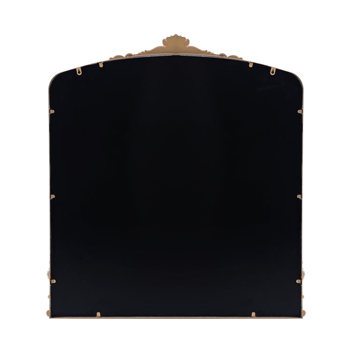 Opulence 37 in. W x 40 in. H Baroque Carved Vintage Gold Arched Framed Wall Bathroom Vanity Mirror #30002