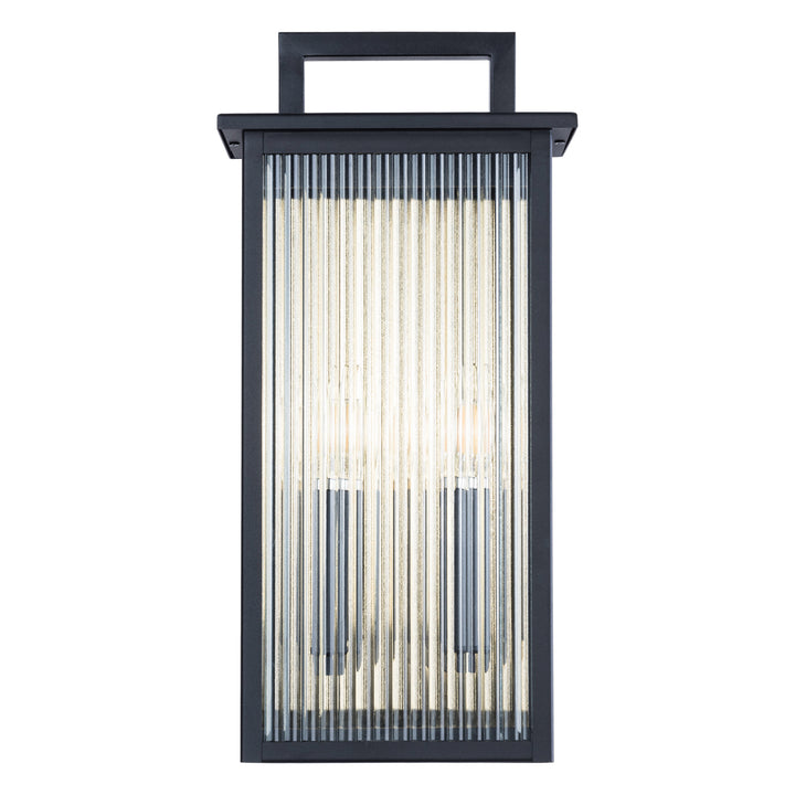 2 - Light 18''H Black Metal Glass Outdoor Wall Sconce with Dusk to Dawn #7039