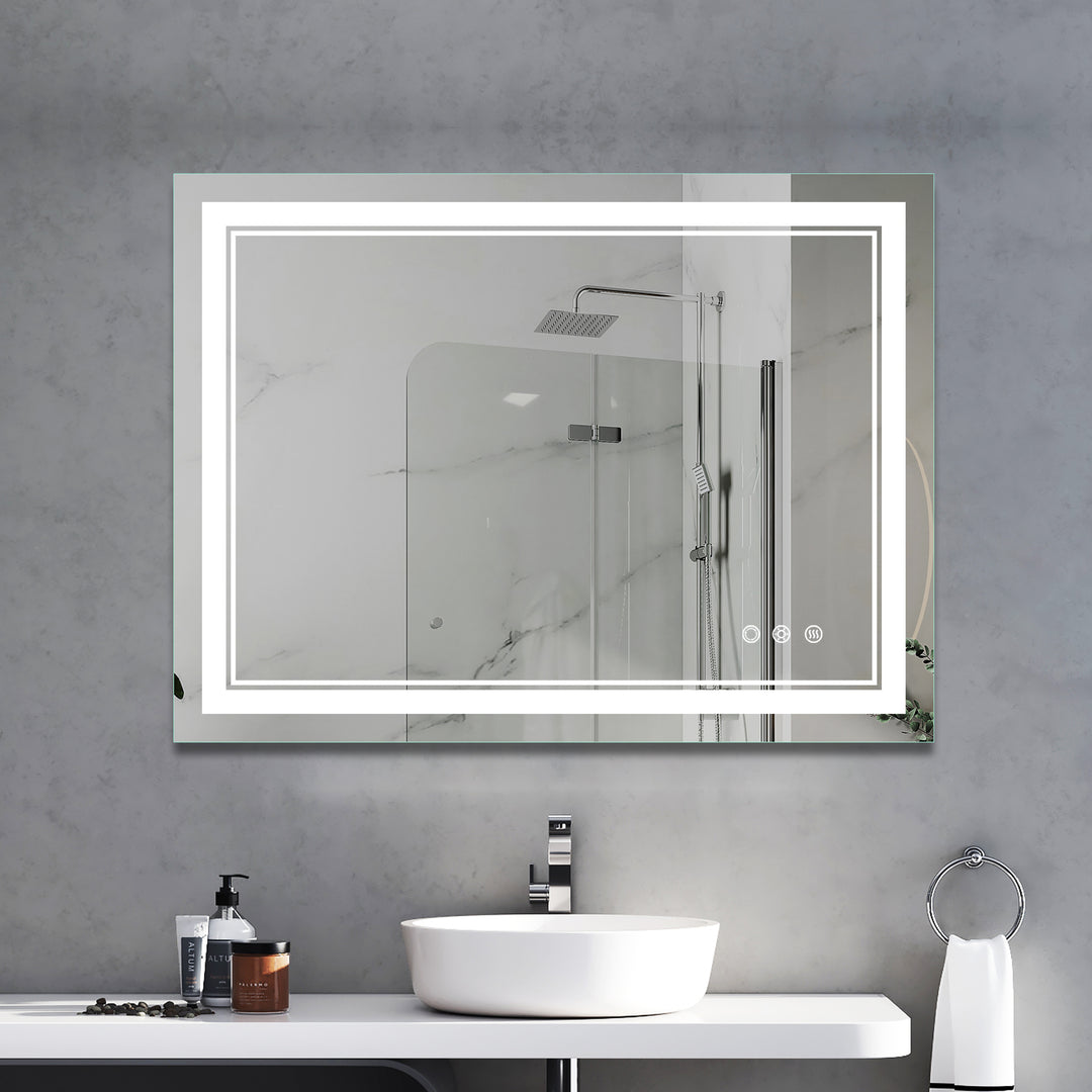 Modern Frameless Anti-Fog LED Dimmable Bathroom Vanity Mirror 48 H x 36 W