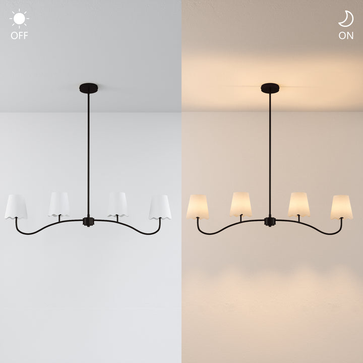 Twilight 4 - Light Electroplated Brass Iron & White Linen Shade Modern Kitchen Island Fixture Pendant Light #P39004