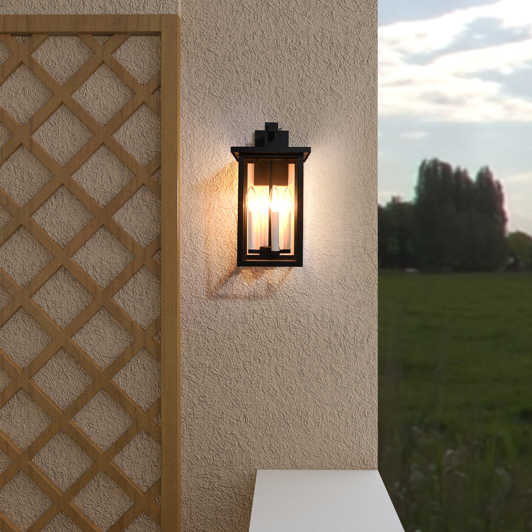 Maxax 16.7 Inch H Outdoor Wall Lantern with Dusk to Dawn #2530-4WL