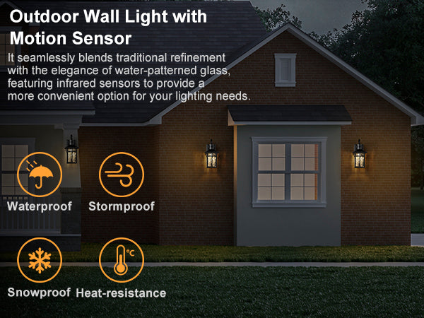 Solstice 13''H Aluminum Black ETL Water Ripple Glass Outdoor Wall Light with Dusk to Dawn and Motion Sensor (Set of 2) #OW7123