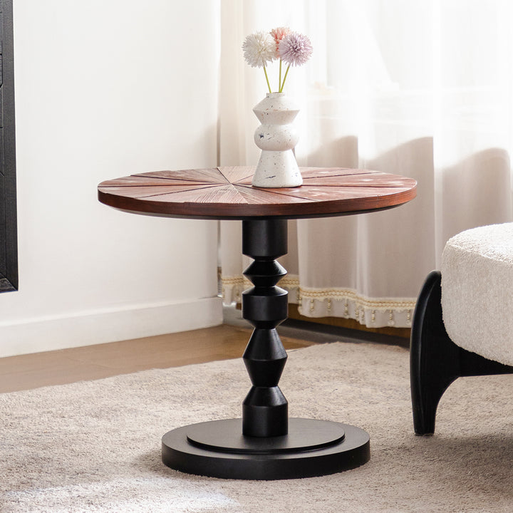 Timeless 23.6" Solid Wood Top Round End Table #25028