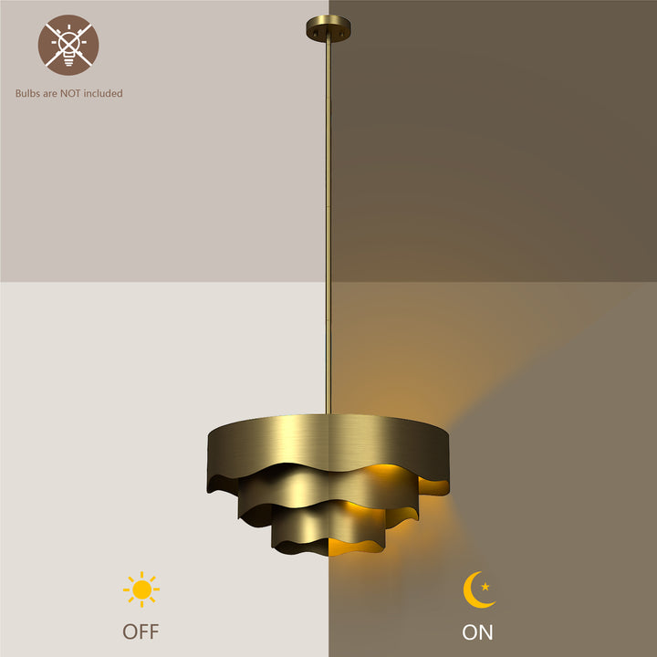 10 - Light 23.5" Electroplating Brass Tier Modern Drum Chandelier With Metal Shade #29022