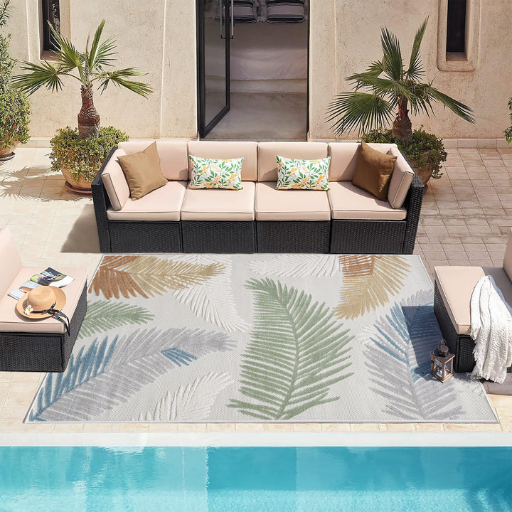 Elegant Palm Fronds Indoor/Outdoor Rug – Durable and Stylish Design #TO5001