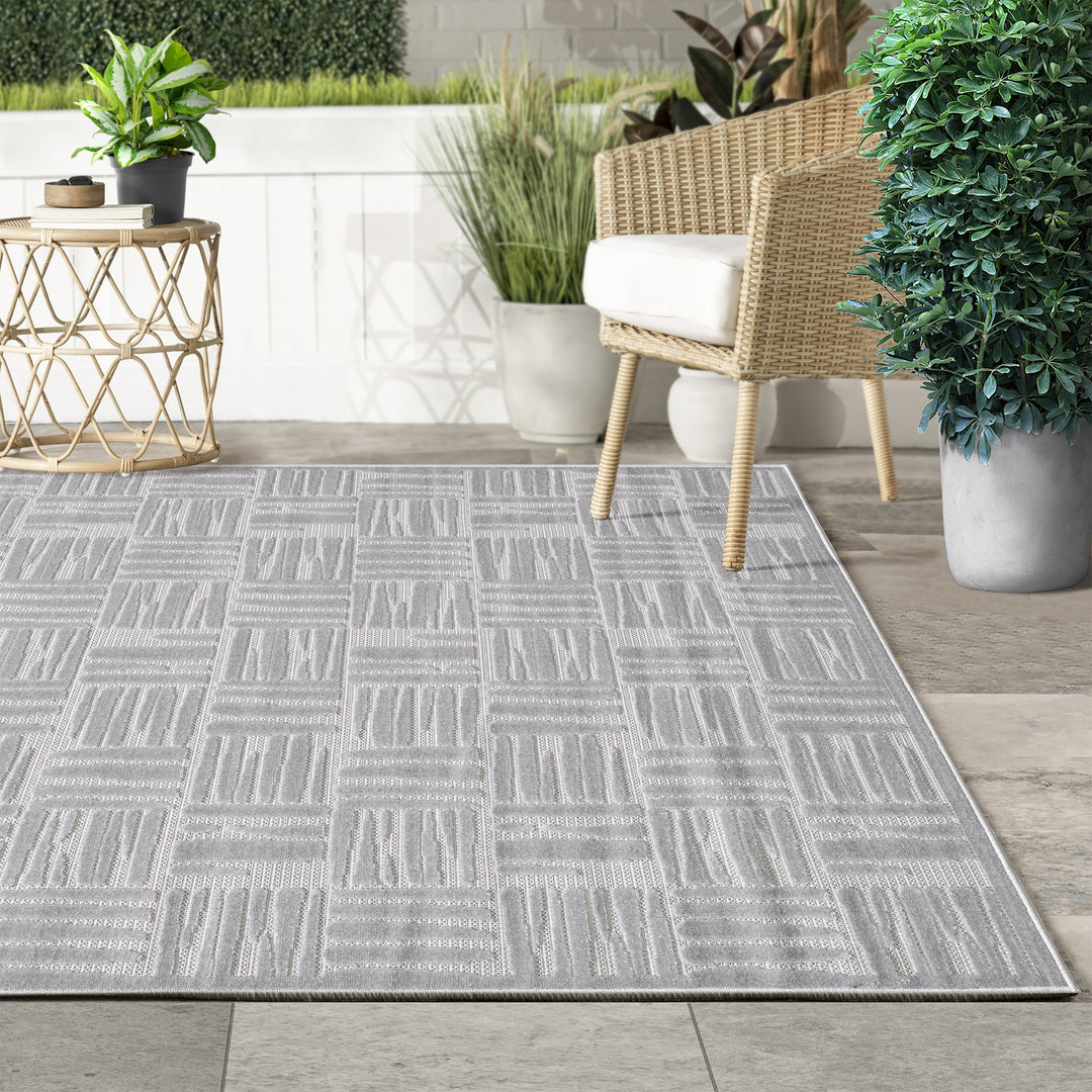 Green Textured Grid Pattern Indoor/Outdoor Carpet #TO3001