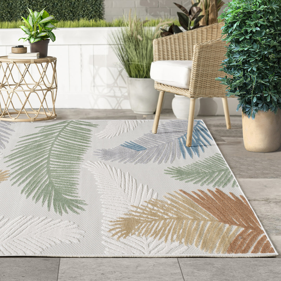 Elegant Palm Fronds Indoor/Outdoor Rug – Durable and Stylish Design #TO5001