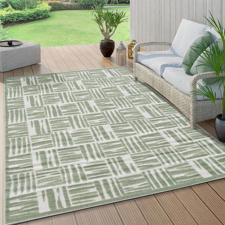 Green Textured Grid Pattern Indoor/Outdoor Carpet #TO3001