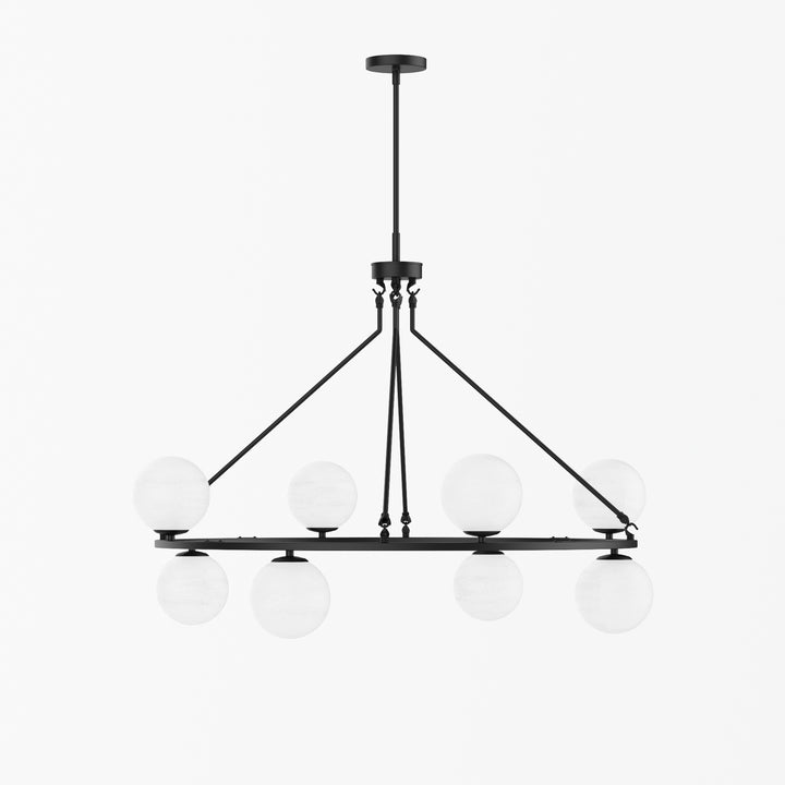 8-light Metal And Cloud Glass Wagon Wheel Shaded Chandelier For Living Room/bedroom #29011-8BK