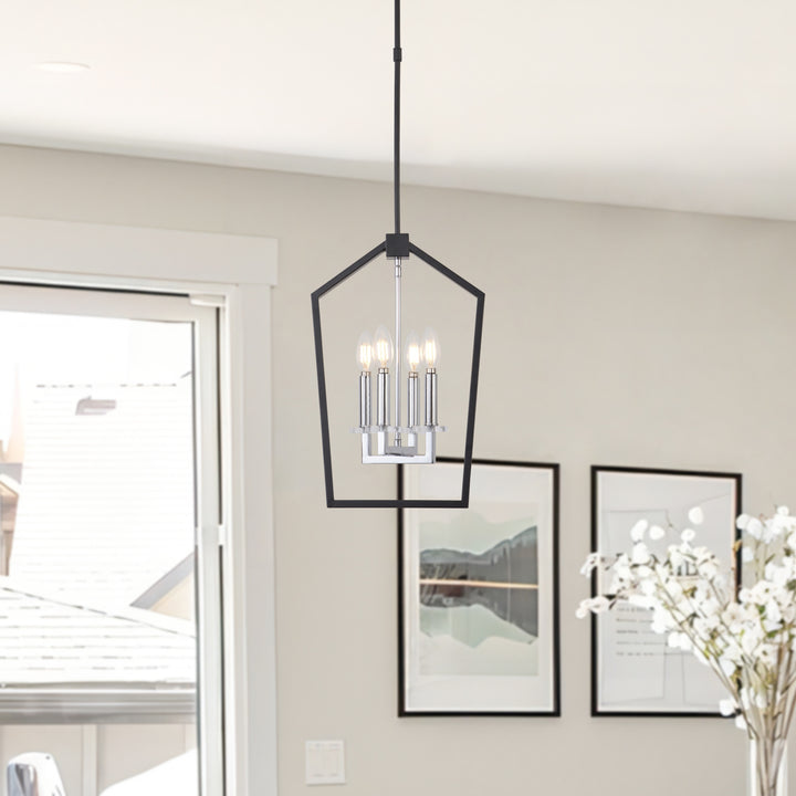 Maxax 4 - Light Lantern Square / Rectangle Pendant With Wrought Iron Accents #19161