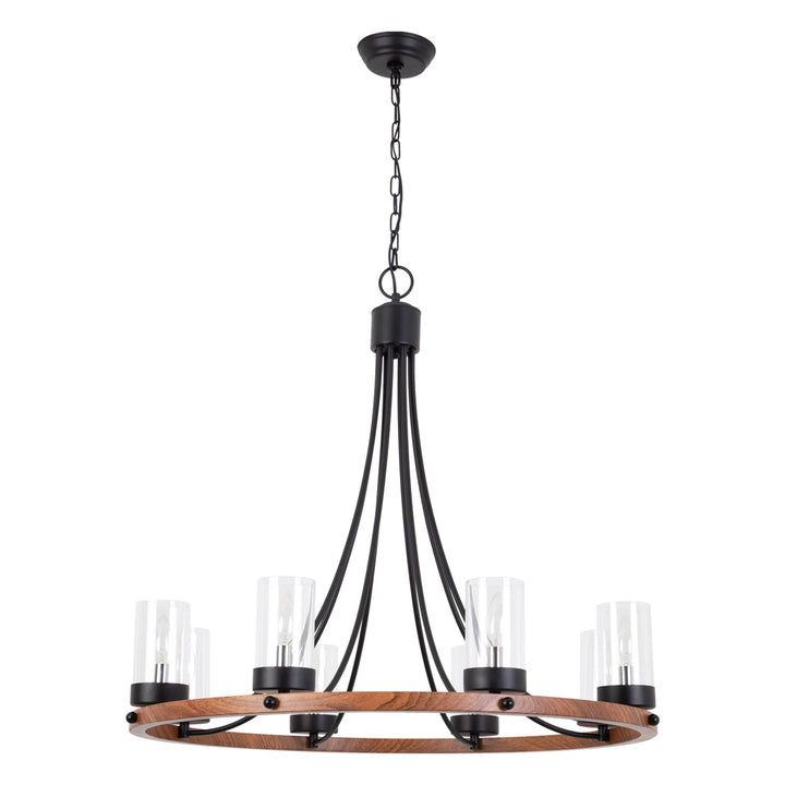 8 - Light Dimmable Wagon Wheel Chandelier #19221