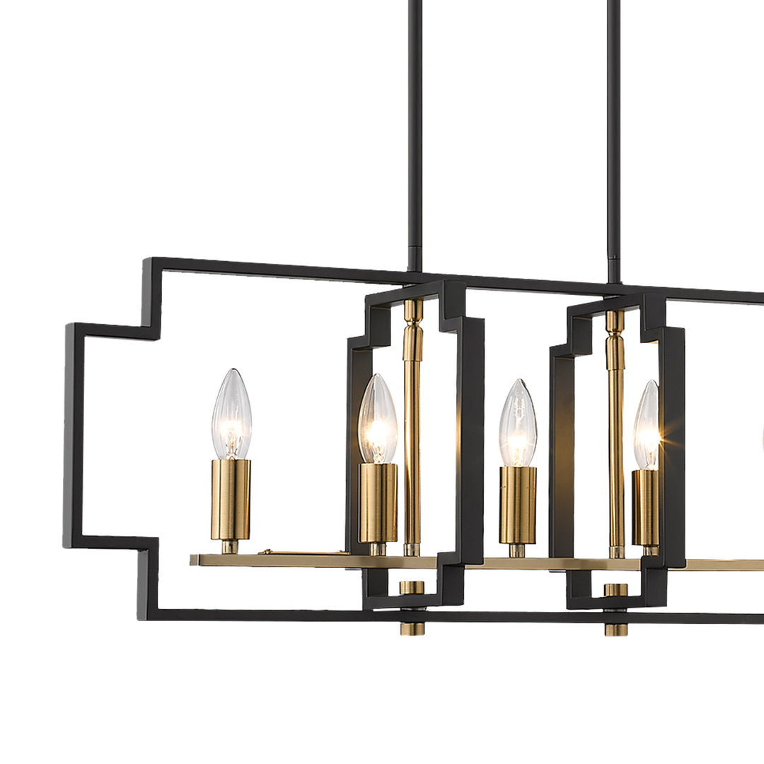 Maxax 5 - Light Kitchen Island Rectangle Chandelier with Wrought Iron Accent #MX1920