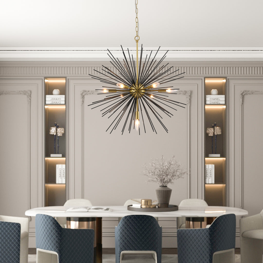 Maxax 7 - Light Sputnik Chandelier with Wrought Iron Accents #MX19030