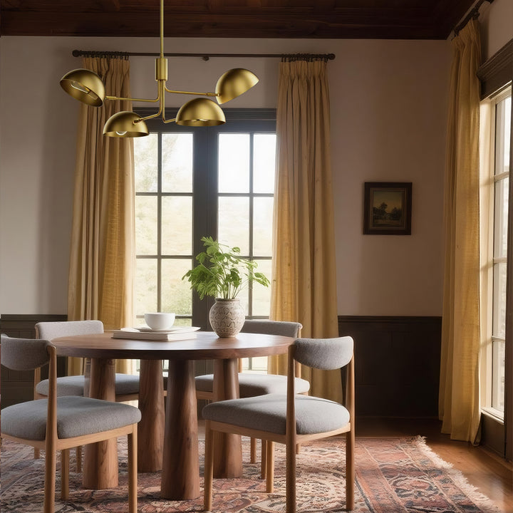 Glimmer 4-light 36" Gray/brass Modern Sputnik Chandelier With Electroplating Shade For Dining Room Or Kitchen #29030