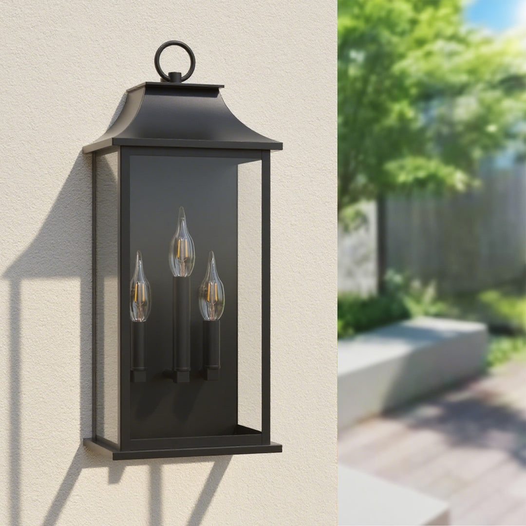 Maxax Dusk to Dawn Outdoor Wall Lights 3-Light, Oil Rubbed Bronze Exterior Lighting Fixtures, 25" Large Outdoor Wall Sconce, Waterproof Outside Wall Lantern for Porch Patio Garage #7076-3BR