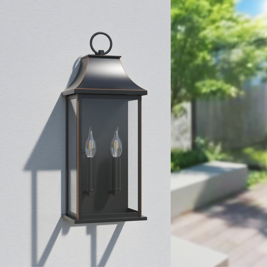 Maxax Dusk to Dawn Outdoor Wall Lights 3-Light, Oil Rubbed Bronze Exterior Lighting Fixtures, 25" Large Outdoor Wall Sconce, Waterproof Outside Wall Lantern for Porch Patio Garage #7076