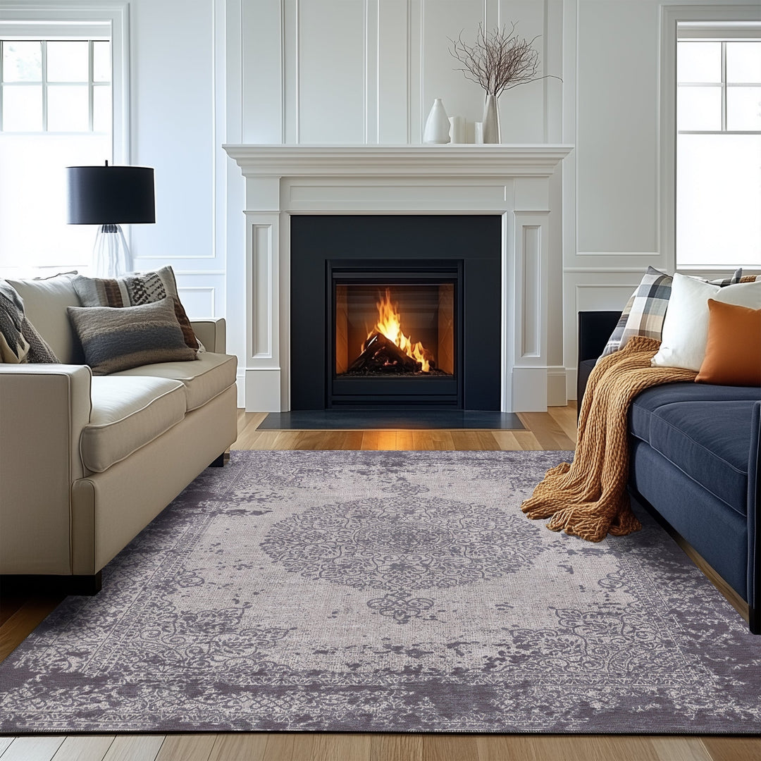 4modernhome Machine Printed Vintage Area Rug For Living Room, Hallway Runner, Entryway Rug #DP03